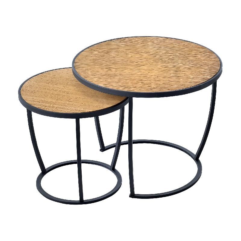 SET DE 2 TABLES BASSES GIGOGNES RONDES NOIR EFFET BOIS 03_0008366_0