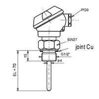 Sonde de mesure de température type platine Pt100 avec tête de raccordement - Référence : FP0463_0