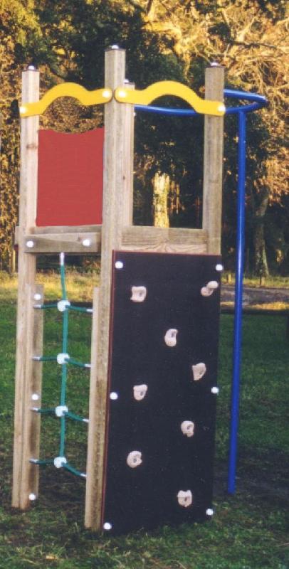 Structure pour aire de jeux JE01 - Tour à grimper avec filet et perche de pompier pour enfants de 3 à 8 ans_0