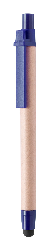 Stylo à bille stylet en papier recyclé - clip et embout en plastique coloré - encre bleue_0