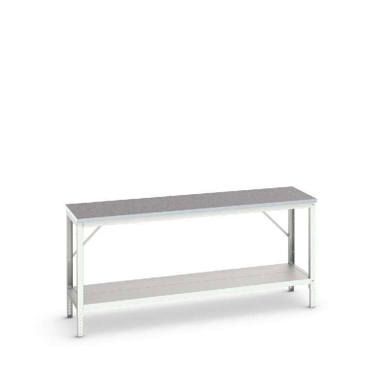 16922007.16 - Établi Verso avec ossature - tablette & plateau lino - LxPxH 2000x600x780-930mm - RAL 7035_0