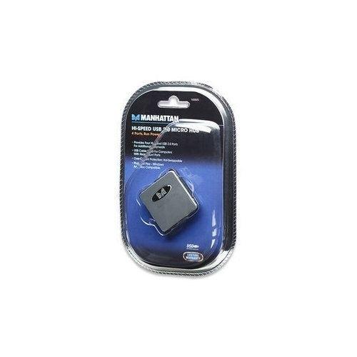 MANHATTAN Micro Hub Hi-Speed USB 2.0 - 4 ports - Bleu - Réf. 160605 - Taux de transfert 480 Mbit/s_0