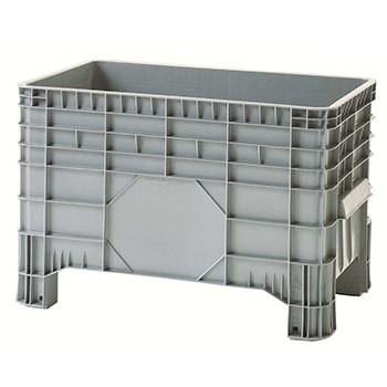 Caisse-palette en plastique 285L grise - réf. 3AA001 - pleine avec 4 pieds - 1040x640x670 mm_0