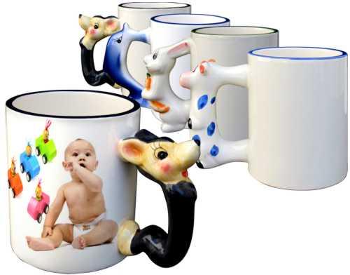 Mug en céramique traité polyester - Modèle 'Animal Souris' avec poignée en forme d'animal_0