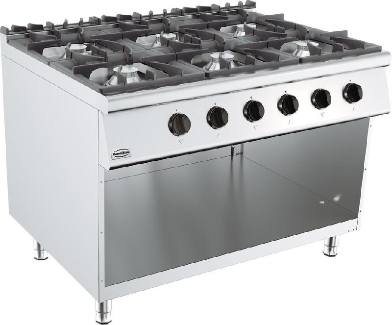 Cuisinière à gaz professionnelle 6 brûleurs - 1200x900x900 mm - 7178.3010 - Puissance totale 52 kW_0