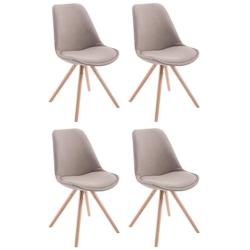 Décoshop26 - 4 chaises de salle à manger style scandinave en tissu taupe pieds rond en bois clair CDS10351 - 3000475269602_0