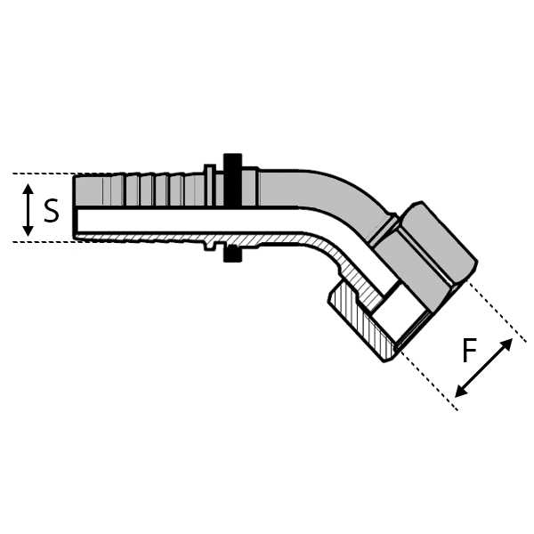 Femelle - Filetage UNF - Joint facial - 45° (DKORFS45) - 16 , 1