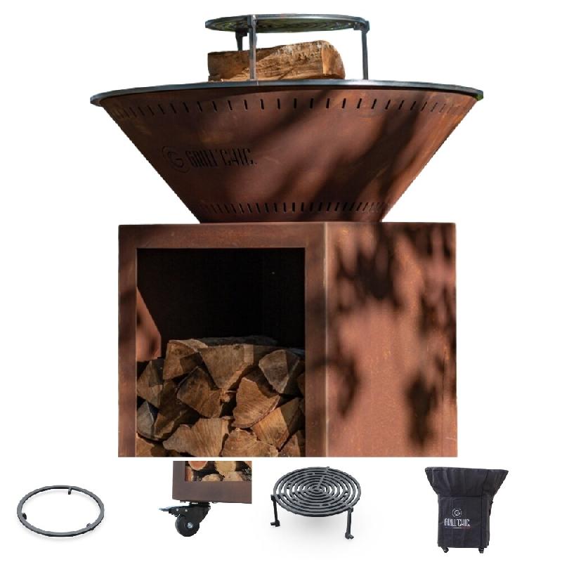 GRILLCHIC Pack Privilège Brasero Classique Corten 83 Double Cuve - marron PAPRIVBRCODCCL_83_0