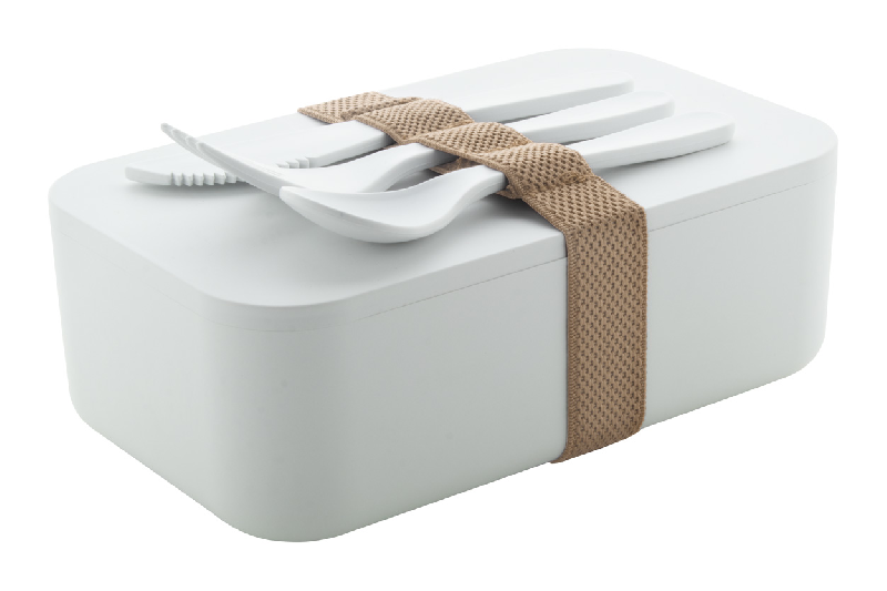 Lunch box en PLA - 1000 ml avec couverts et sangle élastique RPET - Compostable et sans BPA_0