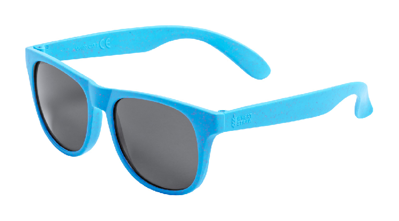Lunettes de soleil en plastique écologique - paille de blé - protection UV400 - couleur bleue - 18g_0