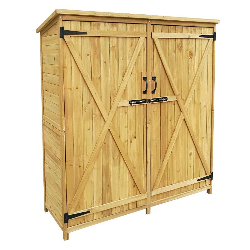 CABANE ABRI DE JARDIN AVEC DOUBLES PORTES 135 X 50 X 162 CM TOITURE GOUDRON OUTILS 16_0002838_0