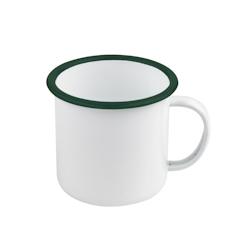 Packnwood FHC - 12Pcs - Mug Enamel blanc en acier émaillé à bord vert -  Ø 12cm et H9cm, 500ml - blanc métal 294ENMUG500_0