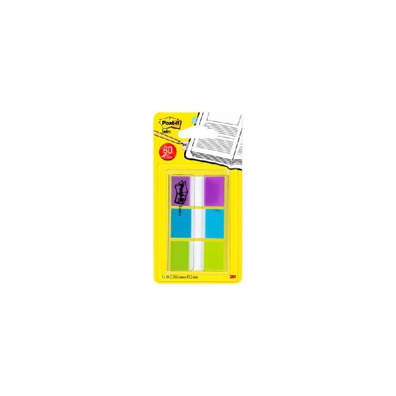 POST-IT® MARQUE-PAGES AVEC DISTRIBUTEUR MOYEN 25,4 X 43,2 MM ASSORTIES COULEURS 3 X 20 PAQUET