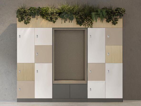 12 casiers de rangement avec banquette et jardinières_0