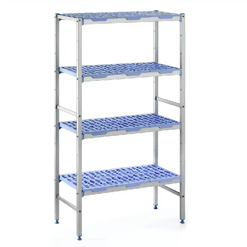 Rayonnage monté en ligne clayettes polypropylène 5 niveaux P 560 x  H 1750 mm (Longueur hors tout (Longueur utile) spéciale pour rayonnage, mm: 1092 (_0