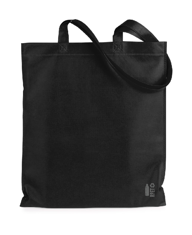 Sac shopping en non-tissé RPET - anses longues - 70 g/m² - labélisé RPET - couleur noir_0