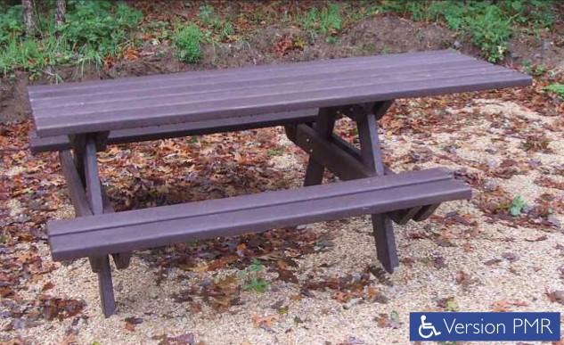 Table de pique-nique en plastique recyclé - version PMR disponible - lames renforcées avec armature métallique_0