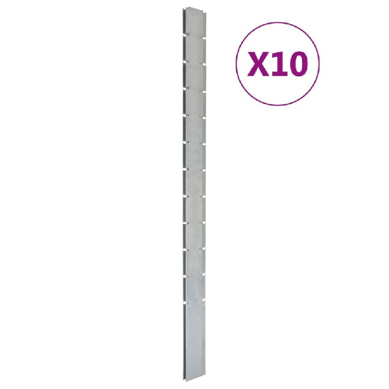 Vidaxl poteaux de clôture 10 pcs argenté 280 cm acier galvanisé 3196181_0