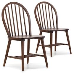 VS Venta-stock Pack 2 chaises Clarck Couleur Noyer, Bois Massif, 48 cm x 48 cm x 92 cm - marron Bois massif I20042_0