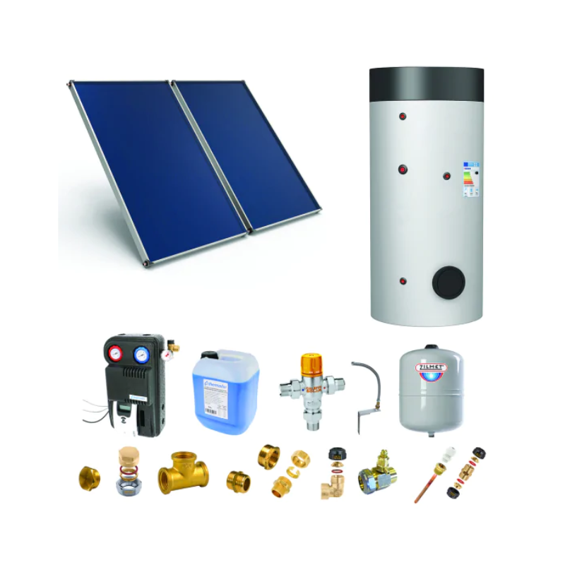 Astrea Pack C - CESI : 2 capteurs solaires fixation toiture plate + ballon ECS 300L double échangeur - Thermador - PSOLECSPDCP23TP_0