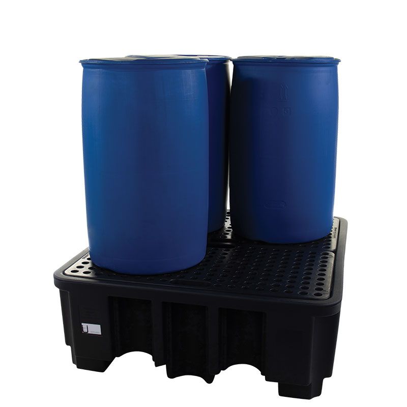 Bac de rétention en polyéthylène avec caillebotis pour le stockage de 4 fûts - 400 litres_0
