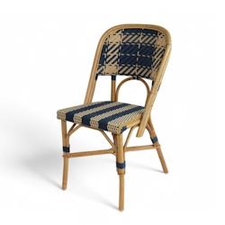 Bistromania Chaise de terrasse BRUXELLES - Rotin - Bleu et Beige - TE020_0