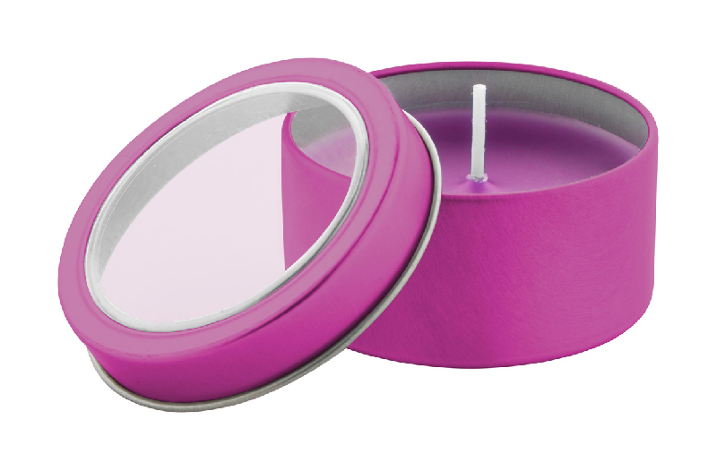 Bougie parfumée à la vanille - boîte en métal - couleur fuchsia - 60g_0