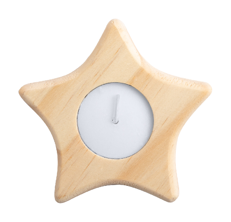 Bougie de Noël - Bougeoir en bois naturel avec lumière de thé - 37g_0