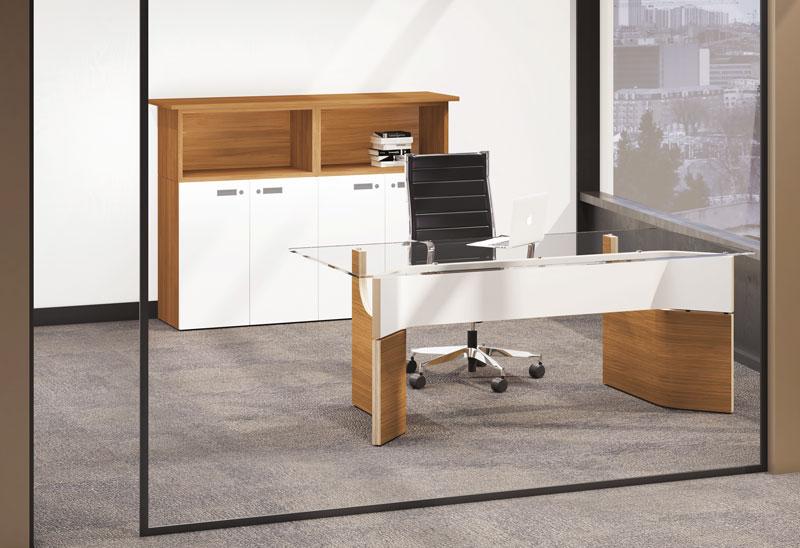 Bureau de direction design en verre - melamine,plan-droit_0