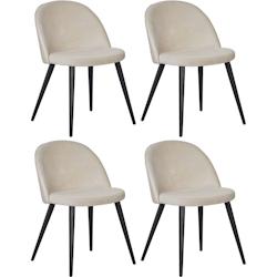 Chaise en velours avec pieds en acier Velvet Lot de 4 Venture Home - beige 3700866352332_0