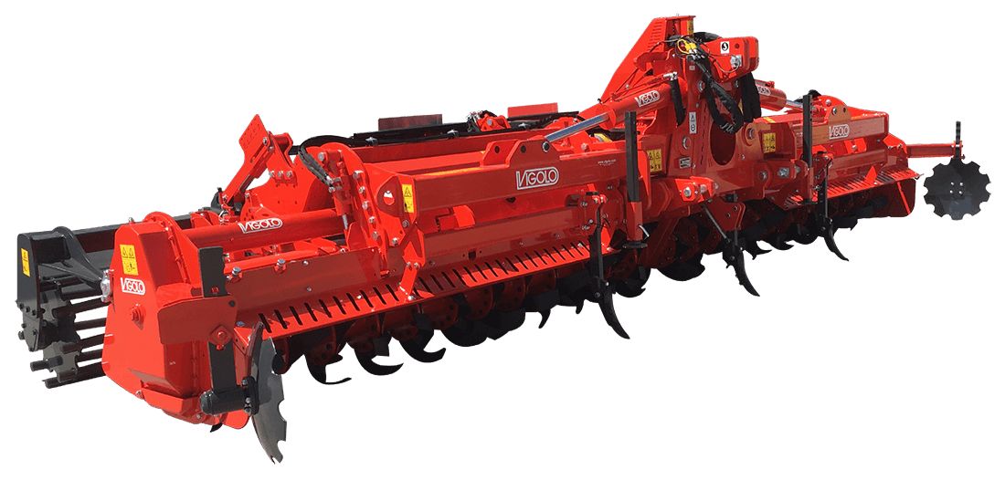 DVG 520 à 620 - Fraises et herses rotatives Vigolo - Largeur 5200 à 6200 mm - Transmission par engrenages et 6 lames courbes par flasque_0