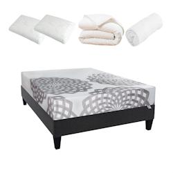 Ensemble   Matelas Mémoire de forme + Sommier + Accessoires 140x190 cm HERAKLION OLYMPE LITERIE - blanc Mousse à mémoire de forme 4BC.MC.K15.K.1419_0