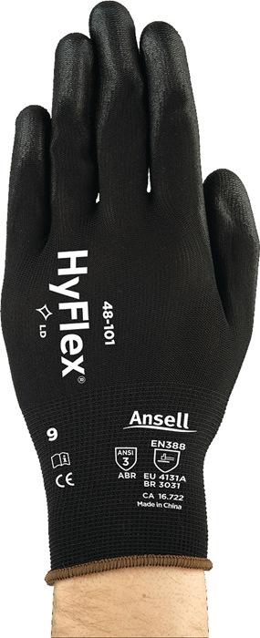 Gant HyFlex® 48-101 taille 8 noir EN 388 catégorie EPI II nylon avec polyuréthane ANSELL_0