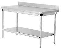 Location table en inox avec dosseret et étagère basse - Tiroirs en option - Dimensions de 800 à 2000 x 700 cm_0