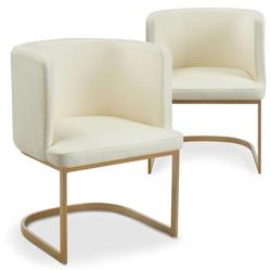Lot de 2 chaises au dossier arrondi Noellie Velours Taupe pieds Or - beige 3327480077504_0