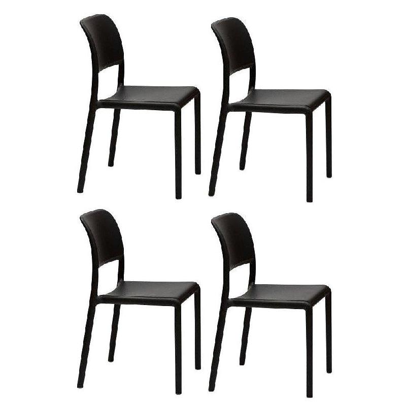 LOT DE 4 CHAISES RIVER EMPILABLES DESIGN COLORIS ANTHRACITE._0