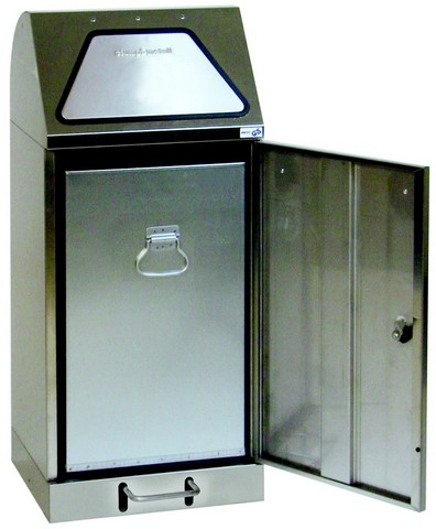 Poubelle de tri sélectif en inox - ouverture à pédale - récipient zingué - capacités 45 à 120L - auto-extinguible_0