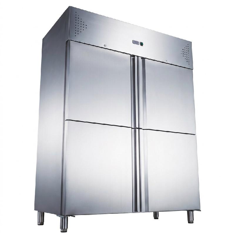Romux® Armoire Réfrigérée Positive 4 Portillons 134 cm avec Refroidissement Froid Ventilé en Acier Inox avec Capacité de 1200 L - 6 Étagères e_0