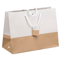 SACS KRAFT BICOLORE POIGNÉES CORDELIÈRES 29 X 39 X 18 CM - PAQUET DE 10 - BLANCS