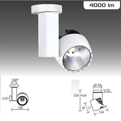 Spot blanc ikar patère led 40w 4000k 60° aric_0