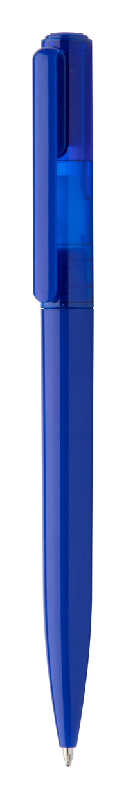 Stylo à bille en plastique - large clip pour impression - encre bleue - couleur bleu foncé_0