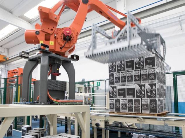 T-rex - Palettiseur compact Clevertech France avec deux fourches rétractables pour palettisation automatique_1