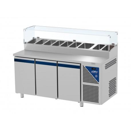 Table snack positive +4/+10°C - 606L - 3 portes pleines - profondeur 800mm - 600x400 - Dalmec PS803-2_0