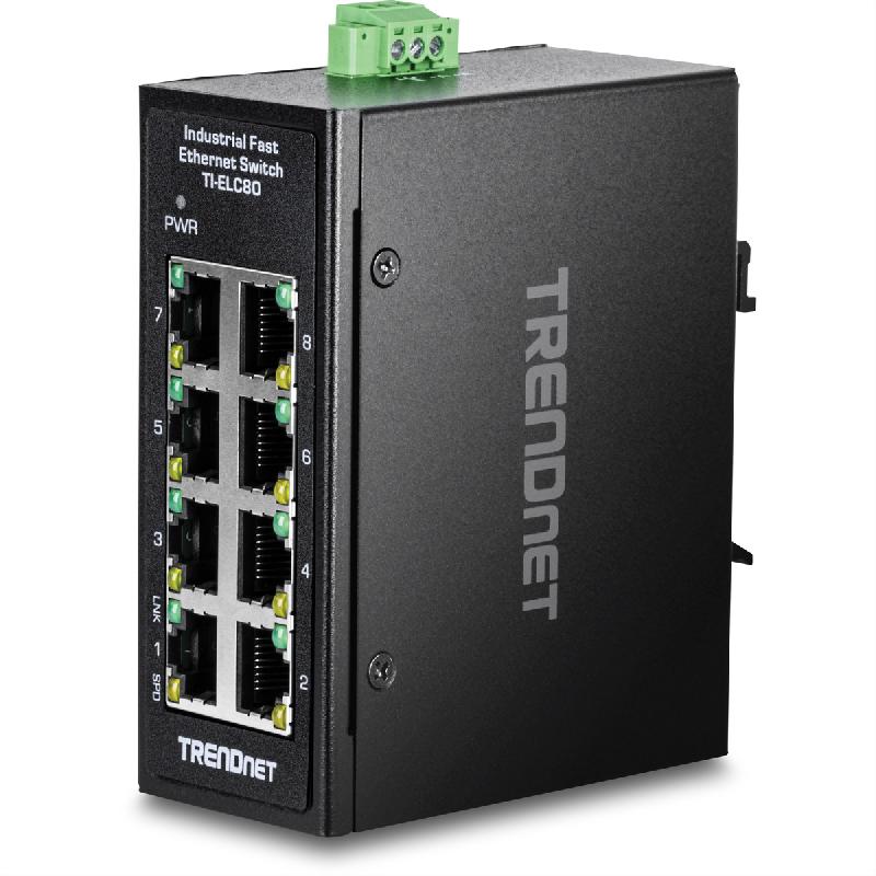 TRENDnet TI-ELC80 Mini switch industriel rail DIN, Fast Ethernet à 8 ports_0