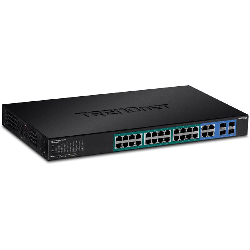 TRENDnet TPE-5028WS Switch PoE+ Web smart Gigabit à 28 ports, 24x PoE+ Gigabit, 4x Gigabit partagés (RJ-45/SFP)_0