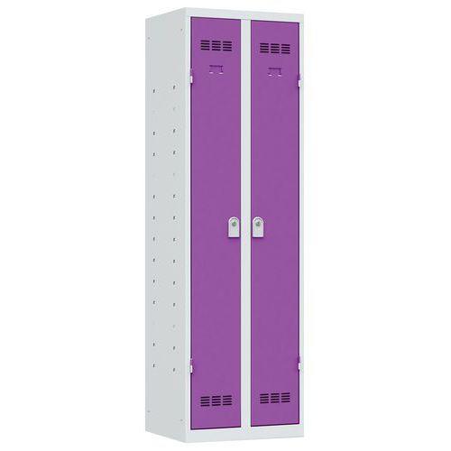 Vestiaire multiservices 2 portes serrure gris clair violet_0