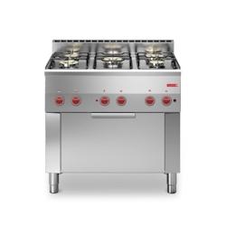 Fourneau gaz 5 Feux vifs sur four à convection GN1/1 - 17,4 Kw - Gastro M - GN014_0