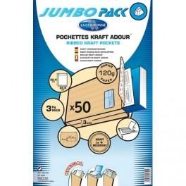 LA COURONNE PAQUET DE 50 POCHETTES KRAFT ADOUR AUTO-ADHÉSIVE 120G 3 SOUFFLETS 229X324MM C4 FENETRE50X110