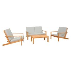 Now's Home - Salon De Jardin En Bois Eucalyptus  Avec Table Basse 90x50x34 Comporta - 3256390248929_0