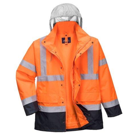 PORTWEST S471 PARKA HI-VIS BICOLORE CONTRASTÉE TRAFIC 4 EN 1 ORANGE/MARINE - TAILLE M